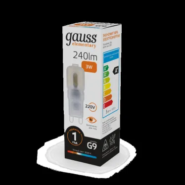 Лампа светодиодная Elementary G9 AC220-240V 3W 240lm 3000K пластик LED 1/10/200 | 14913 | Gauss