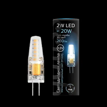 Лампа светодиодная LED 2Вт G4 12В 4100К | 207707202 | Gauss