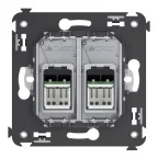 Компьютерная розетка RJ-45 в стену, кат.6 двойная,"Avanti", "Закаленная сталь" | 4404294 | DKC