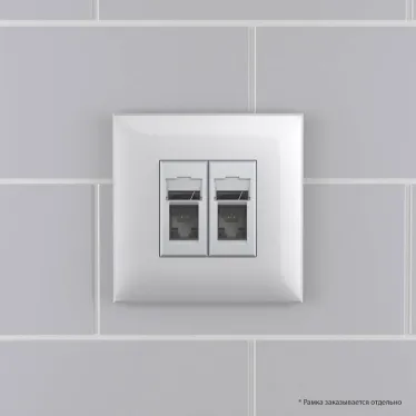 Компьютерная розетка RJ-45 в стену, кат.6 двойная,"Avanti", "Закаленная сталь" | 4404294 | DKC