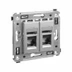 Компьютерная розетка RJ-45 в стену, кат.6 двойная,"Avanti", "Закаленная сталь" | 4404294 | DKC