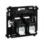 Компьютерная розетка RJ-45 в стену, кат.6А двойная, "Avanti", "Черный матовый" | 4412374 | DKC