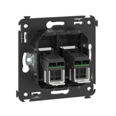 Компьютерная розетка RJ-45 в стену, кат.6А двойная, "Avanti", "Черный матовый" | 4412374 | DKC