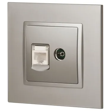 Розетка Elegance 14-3110-16 RJ45+TV, титан