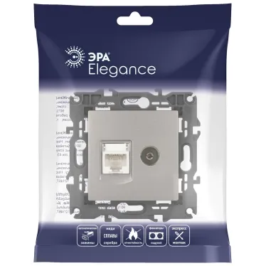 Розетка Elegance 14-3110-16 RJ45+TV, титан