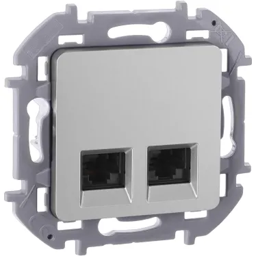 Двойная розетка RJ 45 категория 6 UTP INSPIRIA алюминий