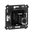 Компьютерная розетка RJ-45 в стену, кат.6 одинарная экранированная, "Avanti", "Черный квадрат" | 4402393 | DKC