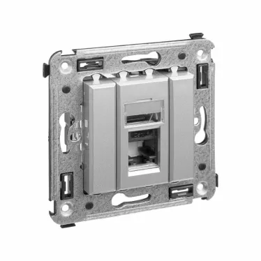 Компьютерная розетка RJ-45 в стену, кат.6 одинарная,"Avanti", "Закаленная сталь" | 4404293 | DKC