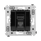 Компьютерная розетка RJ-45 в стену, кат.6А одинарная, "Avanti", "Черный квадрат" | 4402373 | DKC