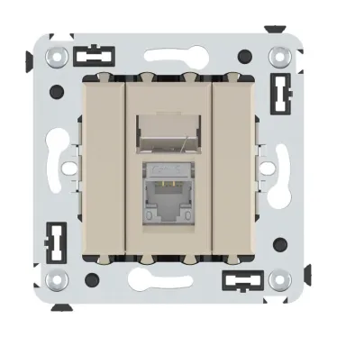 Компьютерная розетка RJ-45 в стену, кат.6 одинарная экранированная, "Avanti","Ванильная дымка" | 4405393 | DKC