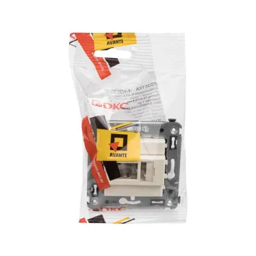 Компьютерная розетка RJ-45 в стену, кат.6 одинарная экранированная, "Avanti","Ванильная дымка" | 4405393 | DKC