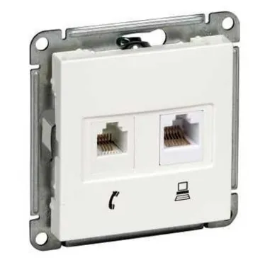 W59 Черный бархат Розетка 2-ая ТЛФ + компьютерная 5е (RJ11+RJ45) | RSI-251TK5E-6-86 | SE