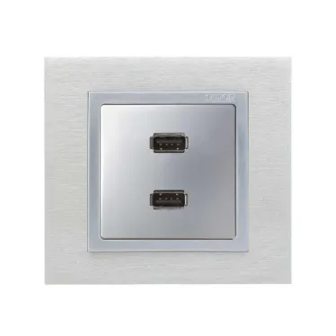 Simon 82 Накладка для коннектора 2*USB 2.0 типа А, "мама", S82, S82N, алюминий | 8201090-033 | Simon