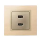 Simon 82 Накладка для коннектора 2*USB 2.0 типа А, "мама", S82, S82N, шампань | 8201090-034 | Simon