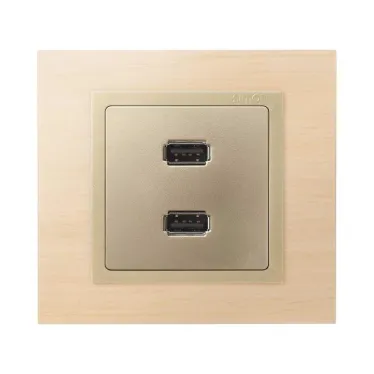 Simon 82 Накладка для коннектора 2*USB 2.0 типа А, "мама", S82, S82N, шампань | 8201090-034 | Simon