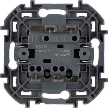 Выключатель двухклавишный - Legrand Inspiria - 10А 250В безвинтовые зажимы - слоновая кость