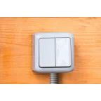 Quteo Переключатель двухклавишный наружный IP44 серый 10А