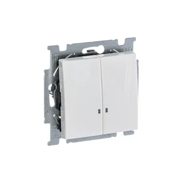 ABB Basic 55 Альп. белый Выключатель 2-клавишный с подсветкой | 1012-0-2154  | 2CKA001012A2154 | ABB