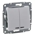 Sedna Белый Выключатель 2-клавишный с подсветкой 10А (сх 5) | SDN0300321 | Schneider Electric