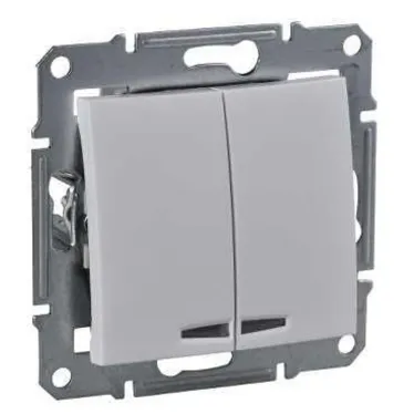 Sedna Белый Выключатель 2-клавишный с подсветкой 10А (сх 5) | SDN0300321 | Schneider Electric