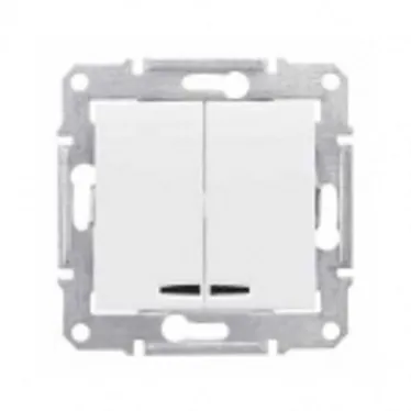 Sedna Белый Выключатель 2-клавишный с подсветкой 10А (сх 5) | SDN0300321 | Schneider Electric