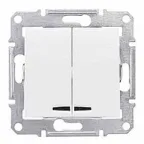 Sedna Белый Выключатель 2-клавишный с подсветкой 10А (сх 5) | SDN0300321 | Schneider Electric