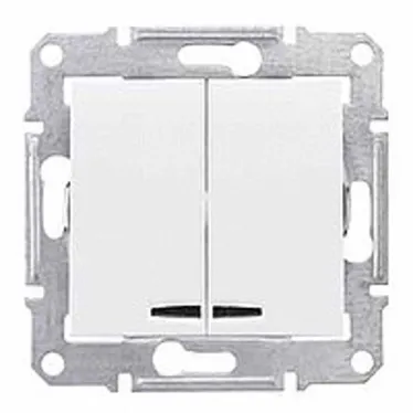 Sedna Белый Выключатель 2-клавишный с подсветкой 10А (сх 5) | SDN0300321 | Schneider Electric