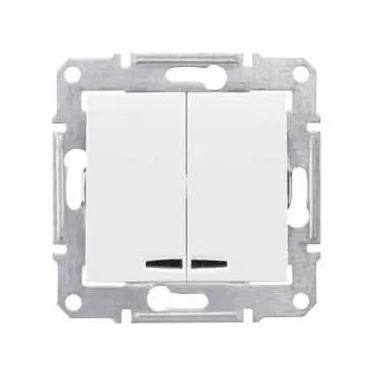 Sedna Белый Выключатель 2-клавишный с подсветкой 10А (сх 5) | SDN0300321 | Schneider Electric