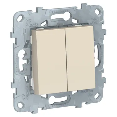 Unica New Бежевый Выключатель 2-клавишный, сх. 5, 10 AX, 250В, | NU521144 | Schneider Electric