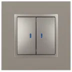 Выключатель Elegance 14-1105-16 двойной с подсветкой, 10АХ-250В, титан