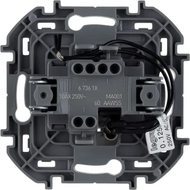 Выключатель одноклавишный с подсветкой/индикацией - Legrand Inspiria - 10А 250В безвинтовые зажимы - алюминий