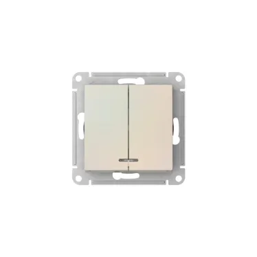 ATLASDESIGN 2-клавишный ВЫКЛЮЧАТЕЛЬ с подсвет.,сх.5а, 10АХ, мех., быстрозажим. клем., ЖЕМЧУГ