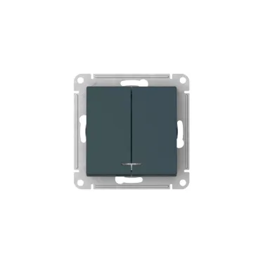 ATLASDESIGN 2-клавишный ВЫКЛЮЧАТЕЛЬ с подсвет.,сх.5а, 10АХ,мех., быстрозажим. клем., ИЗУМРУД