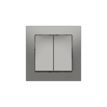 ATLASDESIGN 2-клавишный ВЫКЛЮЧАТЕЛЬ, сх.5, 10АХ, в сборе, быстрозажим. клем., СТАЛЬ