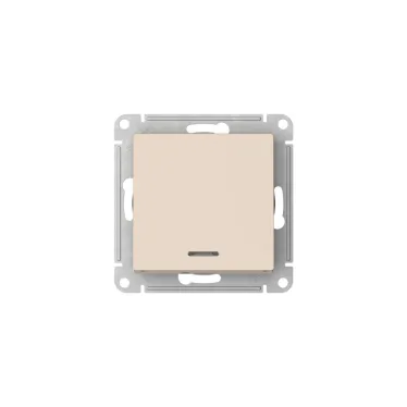 ATLASDESIGN 1-клавишный ВЫКЛЮЧАТЕЛЬ с подсвет., сх.1а, 10АХ, мех., быстрозажим. клем.,БЕЖЕВЫЙ