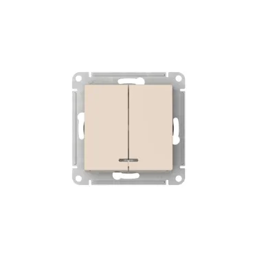 ATLASDESIGN 2-клавишный ВЫКЛЮЧАТЕЛЬ с подсвет.,сх.5а, 10АХ,мех., быстрозажим. клем., БЕЖЕВЫЙ