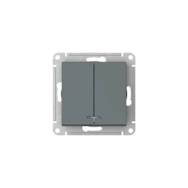 ATLASDESIGN 2-клавишный ВЫКЛЮЧАТЕЛЬ с подсвет.,сх.5а, 10АХ, мех., быстрозажим. клем., ГРИФЕЛЬ