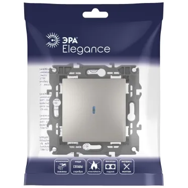 Выключатель Elegance 14-1102-16 с подсветкой, 10АХ-250В, титан