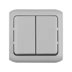 Quteo Выключатель двухклавишный наружный IP44 серый 10А