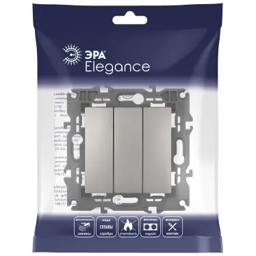 Выключатель Elegance 14-1107-16 тройной, 10АХ-250В, титан