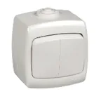 РОНДО О/У Белый Выключатель 2-клавишный 6А, IP44 | VA56-225B-BI | Schneider Electric