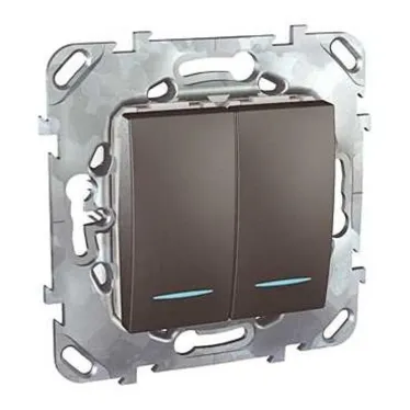 Unica TOP Графит Выключатель 2-клавишный (сх.5) с подсветкой | MGU5.0101.12NZD | Schneider Electric
