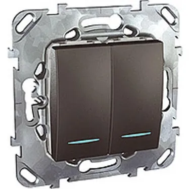Unica TOP Графит Выключатель 2-клавишный (сх.5) с подсветкой | MGU5.0101.12NZD | Schneider Electric