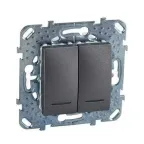 Unica TOP Графит Выключатель 2-клавишный (сх.5) с подсветкой | MGU5.0101.12NZD | Schneider Electric