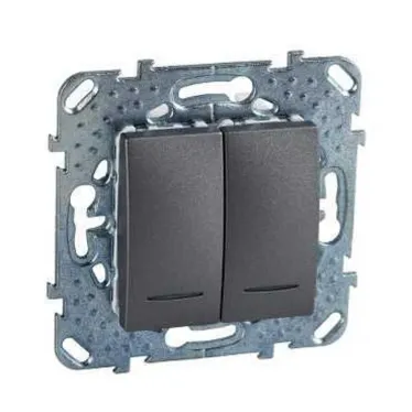 Unica TOP Графит Выключатель 2-клавишный (сх.5) с подсветкой | MGU5.0101.12NZD | Schneider Electric