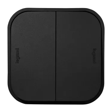 Переключатель двухклавишный - Legrand Quteo - IP20 10A 250В винтовые зажимы накладной монтаж - чёрный матовый