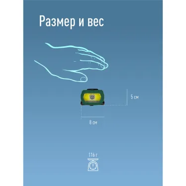 Фонарь налобный аккум/3Вт+5ВтCOB/кол. линза/съемн Li-ion18650 1200mAh/USBшн typeC