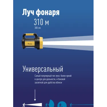 Фонарь-прожектор аккумуляторный , 5W LED + 20x0,5 W LED, аккум. 4V 2Ah, 300Lm - 6 часов, 380Lm - 3 часа,