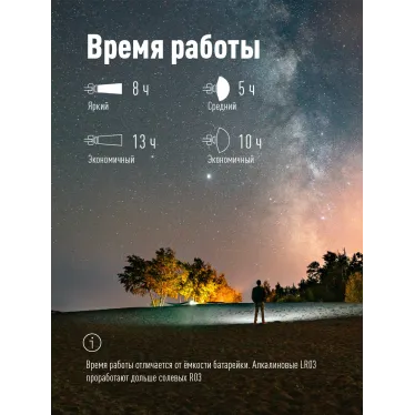 Фонарь налобный , 3W, 3 батарейки ААА, 140Lm,