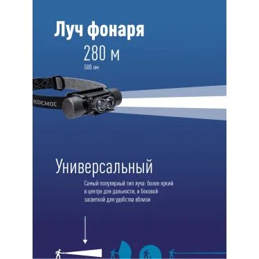 Фонарь налобный велосипедный аккумуляторный 10Вт LED/съемнLi-ion18650 1200mAh/алюминий/USBшнур,
